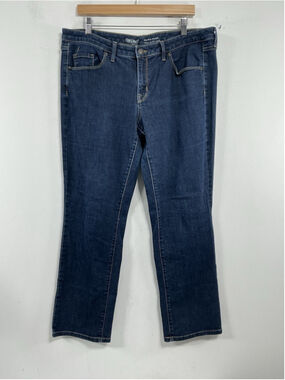 Womans Excellent Cond. Mossimo Super stretch Mid Rise Straight Blue Jeans 14 S